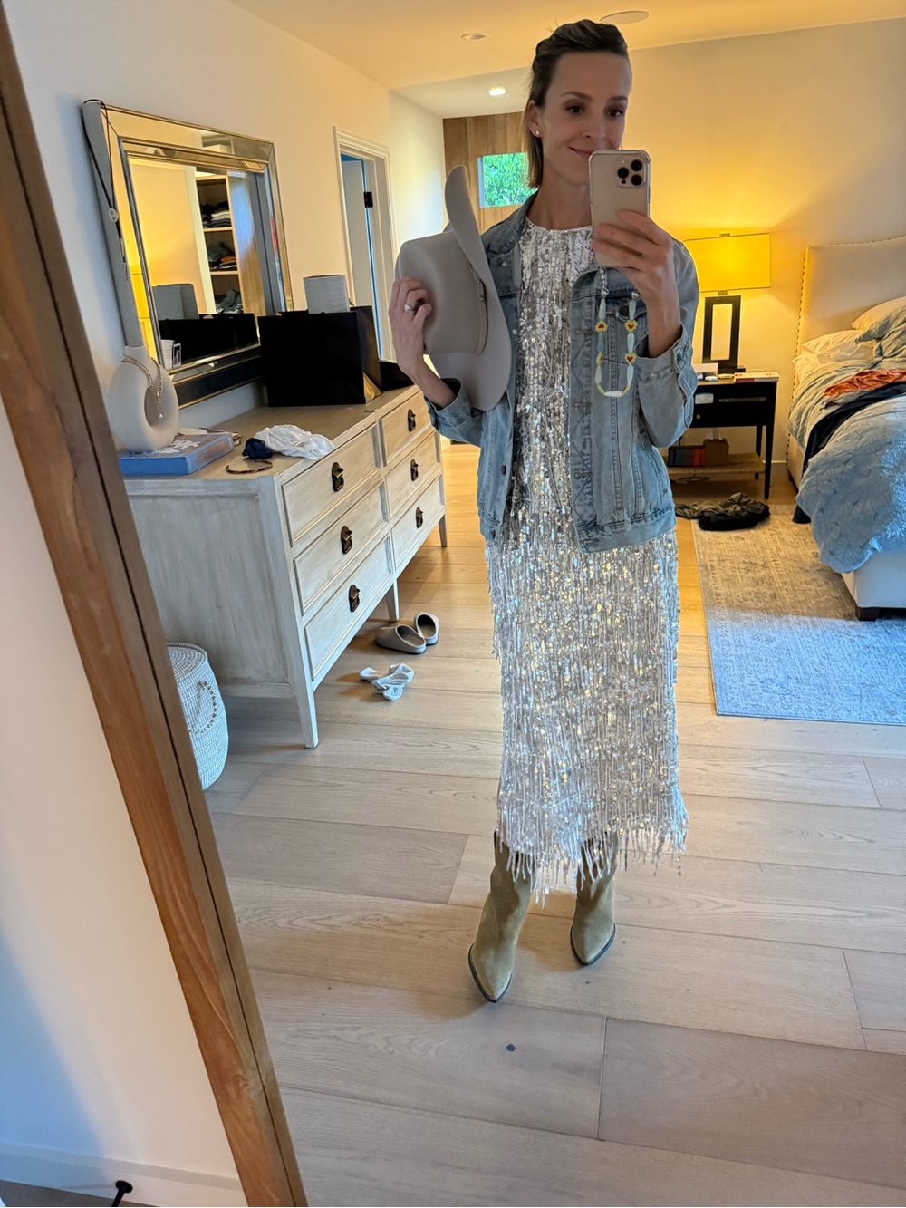 Milly "Royce & Roxanne" Silver Sequin Fringe Matching Set - Top (S) & Midi Skirt - Picture 13 of 15